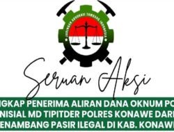 Aksi Damai tuntut Penangkapan Oknum Polisi penerima Dana Penambangan Pasir ilegal di Konawe