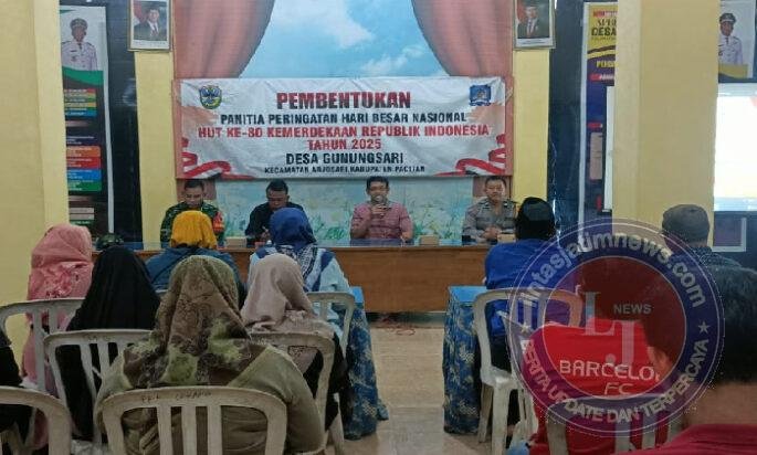 Babinsa Koramil 0801/03 Arjosari Hadiri Rapat PHBN HUT RI Ke 80 Tahun 2025 di Desa Gunungsari