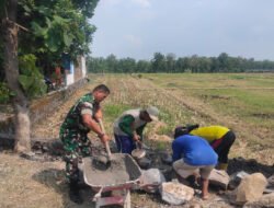 Semangat Gotong Royong, Babinsa Koramil Kedunggalar Bantu Warga Bangun Talud