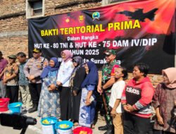 Sambut HUT Ke-80 TNI Dan HUT Ke-75 Kodam IV/Diponegoro, Kodim 0735/Surakarta Gelar Baksos Bagi Sembako
