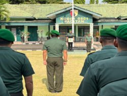 Kodim Pacitan Gelar Upacara Kenaikan Pangkat Prajurit