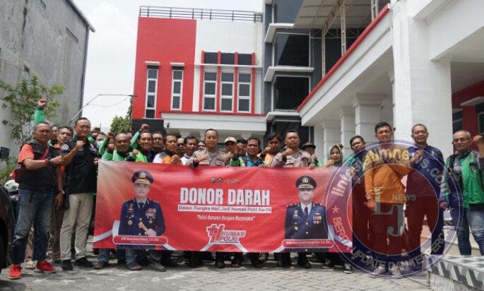Setetes Darah untuk Kemanusiaan, Polres Gresik Gandeng Media dan Ojol Rayakan HUT Humas Polri ke 74
