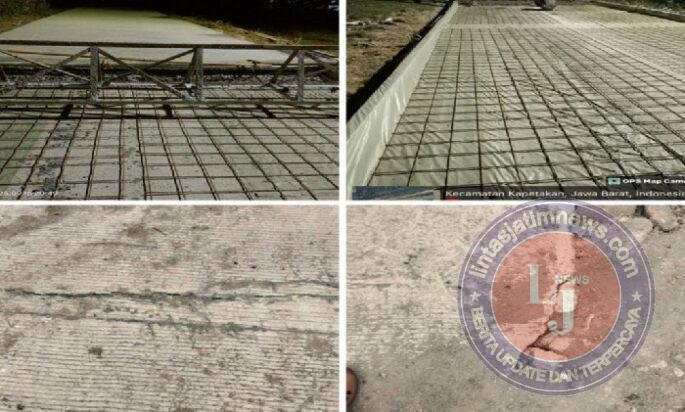 Cor Beton Retak Sambungan Terlihat Jelas Proyek Jln Kedaton Bungko, Pengait di Pertanyakan