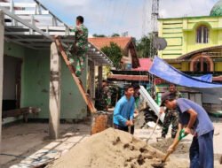 Penuh Semangat Para Anggota Saat Mulai Renovasi Kantor Makoramil 0801/06 Bandar