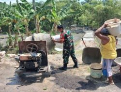 Gotong Royong Bangun Akses Jalan, Koramil Pilangkenceng dan Warga Desa Duren Bersatu