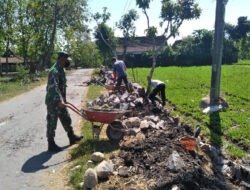 Babinsa Turun Tangan, Talud Jalan Desa Dibangun Demi Keselamatan Warga
