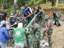Jembatan Gantung Perintis Garuda Wilayah Pacitan Memasuki Tahap Pemasangan Menara Pylon