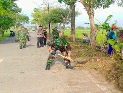 Gotong Royong Jaga Wajah Kota, Posramil Manguharjo Bersihkan Jalan Utama Winongo