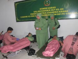 Aksi Donor Darah Meriahkan Peringatan HUT ke-80 Persit Kartika Chandra Kirana di Trenggalek
