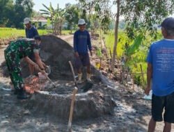 Babinsa Kemusu dan Warga Ngrombo Gotong Royong Bangun Talud, Cegah Longsor dan Perkuat Kemanunggalan