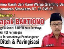 Terimakasih Bapak Baktiono Anggota Komisi B DPRD Kota Surabaya dari Fraksi PDIP