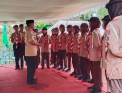 Cetak Generasi Berkualitas, Danramil 0801/12 Pringkuku Pimpin Upacara Penerimaan Anggota Baru Bimetra Saka Wira Kartika