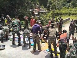 Tidak Lupakan Tradisi, Warga Dan TNI Menggelar Kenduren Sambut Bulan Ramadhan Dilokasi TMMD 127