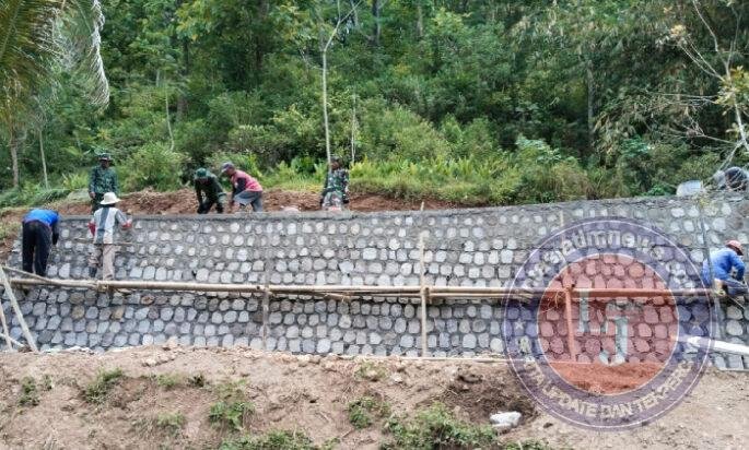 Talud Penahan Longsor Sepanjang 10 Meter Hasil TMMD 127 Kodim Wonogiri Rampung 100%