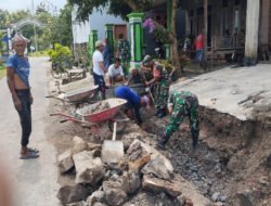 Babinsa Bersama Warga Membangun Gorong-Gorong, Bentuk Kepedulian Terhadap Pembangunan Infrastruktur Desa
