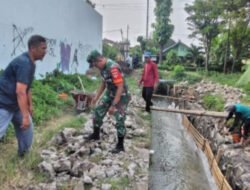 Babinsa Bangun Talud Irigasi Sawah Bersama Warga