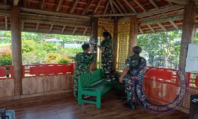 Danramil 0801/12 Pringkuku Pimpin Pembersihan Objek Wisata Sentono Gentong Pacitan