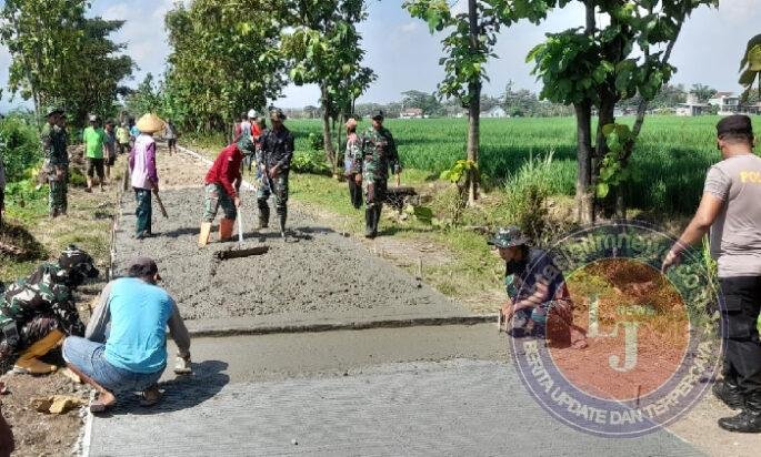 Sinergi TNI, Polri, Pemda dan Warga Percepat TMMD Reguler ke-128 Kodim 0725/Sragen di Desa Puro Kecamatan Karangmalang