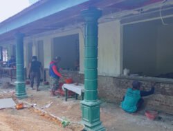 Semangat Gotong Royong Babinsa Rehab Kantor Koramil 0801/02 Kebonagung
