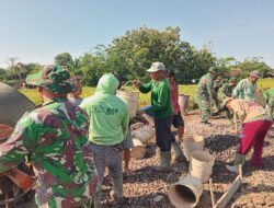 Libur Tanggal Merah Jadi Ajang Gotong Royong, Warga Kauman dan Satgas TMMD Kebut Pengecoran Jalan