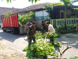 Pelopori Kebersihan Lingkungan, Babinsa Pucangsawit Kerja Bakti Bersihkan Ranting dan Pohon