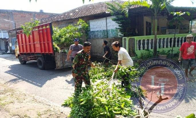 Pelopori Kebersihan Lingkungan, Babinsa Pucangsawit Kerja Bakti Bersihkan Ranting dan Pohon