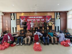 Sambut HUT Bhayangkara ke-80, Polres Gresik Bersama Kodim 0817 Gelar Aksi Sosial Donor Darah