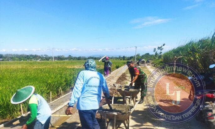 Babinsa dan Warga Sumberejo Bergotong Royong Perbaiki Irigasi Demi Kelancaran Air Sawah