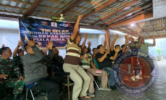 Dukungan Warnai Nobar Piala Dunia di Koramil 01/Wonogiri