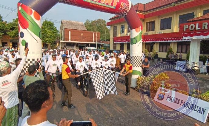 Gowes Bersama Ulama dan Masyarakat, Kapolres Pasuruan Ajak Wujudkan Daerah Aman dan Guyub