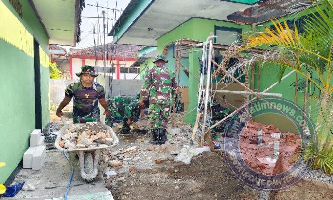 Peduli Satuan, Anggota Kodim 0805/Ngawi Kompak Bangun Masjid dan Prasarana Satuan