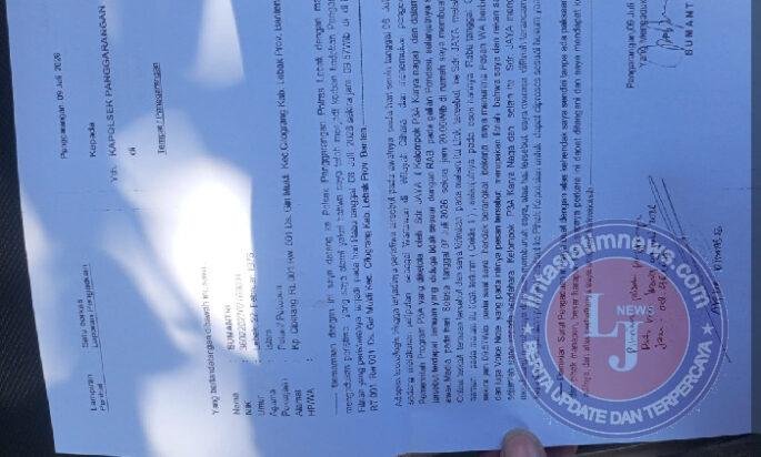 Diduga Ancam dan Intimidasi Wartawan Utamapos, Ketua Kelompok P3-TGAI Karya Naga Resmi Dipolisikan