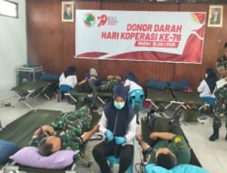 Wujud Kepedulian Sosial, Kasdim 0805/Ngawi Ajak Anggota Ikuti Donor Darah Peringati Hari Koperasi ke-76