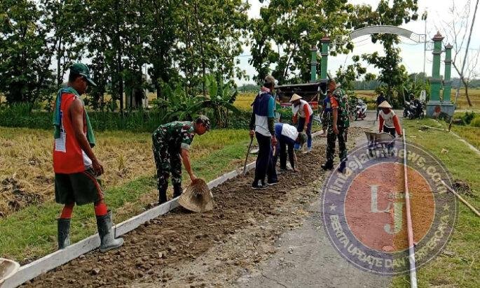 TNI dan Warga Bersatu Bangun Desa, Jalan Jimbar-Derak Disiapkan untuk Dicor