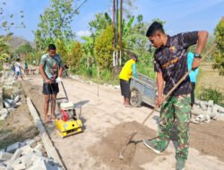 Raungan Stemper Warnai Pembangunan Paving Jalan Sasaran TMMD ke 129