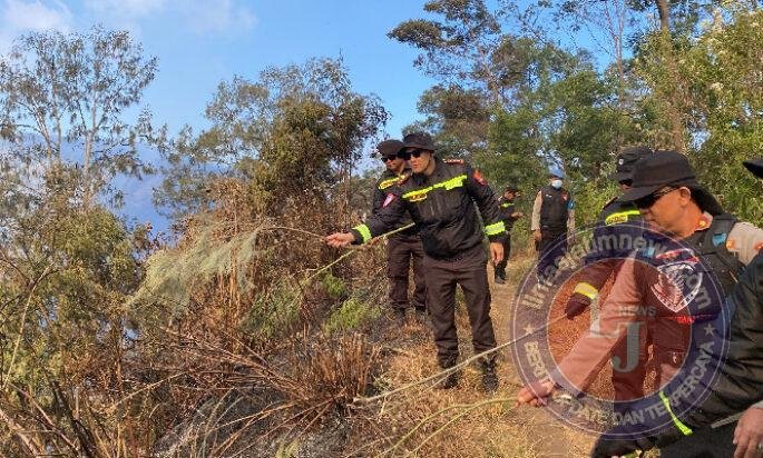 Polres Lumajang Buat Fire Break Darurat Antisipasi Karhutla TNBTS Meluas