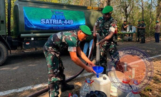 Sinergi Yonif TP 449/SH,PMI Sukoharjo, BPBD Sukoharjo dan Puskesmas Sukoharjo Atasi Kekeringan Di Kecamatan Tawangsari