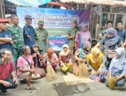HUT ke-81 TNI, Koramil Tugu Gelar Karya Bakti Peduli Sampah di Pasar Gondang