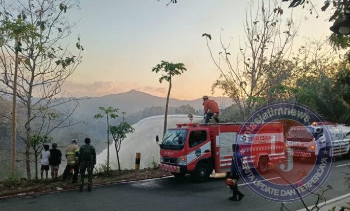 Sinergi TNI Polri dan Damkar Padamkan Kebakaran Hutan Jati Seluas 5 Hektar Dalam Waktu 1 Jam