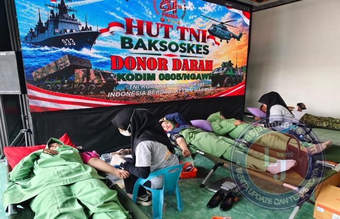Sambut HUT TNI ke-81, Kodim Ngawi Gelar Bakti Sosial Donor Darah