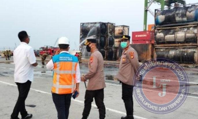Kontainer Terbakar di NPCT 1, Polres Pelabuhan Tanjung Priok Gandeng Labfor Lakukan Penyelidikan
