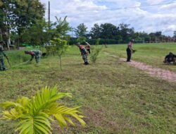Aksi Kerja Bakti Koramil Gemolong, Sulap Lapangan Bola Dukuh Semi Jadi Asri dan Bersih