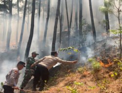 Polres Ponorogo dan Tim Gabungan Tembus Medan Curam Lereng Gunung Limas Padamkan Api Karhutla