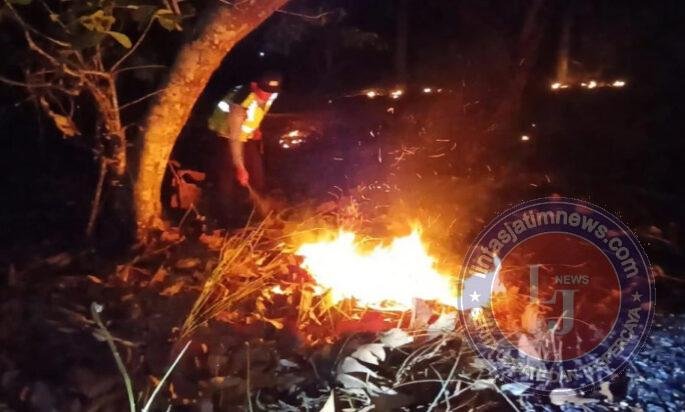 Respons Cepat, Polsek Widodaren dan Tim Gabungan Padamkan Titik Api Karhutla di Ngawi