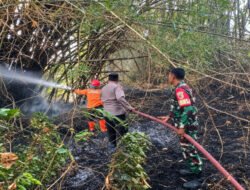 Angin Kencang Bikin Api Cepat Menjalar, Babinsa dan Damkar Padamkan Kebakaran di Metesih