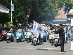 Kasdim 0806 dan Wabup Trenggalek Ramaikan Riding Vespa Bumi Yaksa