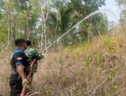 Aksi Sigap Babinsa Koramil Punung Bantu Padamkan Kebakaran Lahan di Dusun Bojo