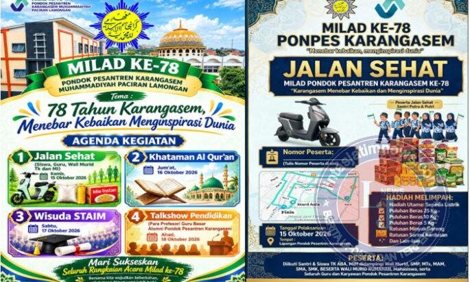 Jalan Sehat Milad Ke-78 Pesantren Karangasem Paciran Bertabur Hadiah