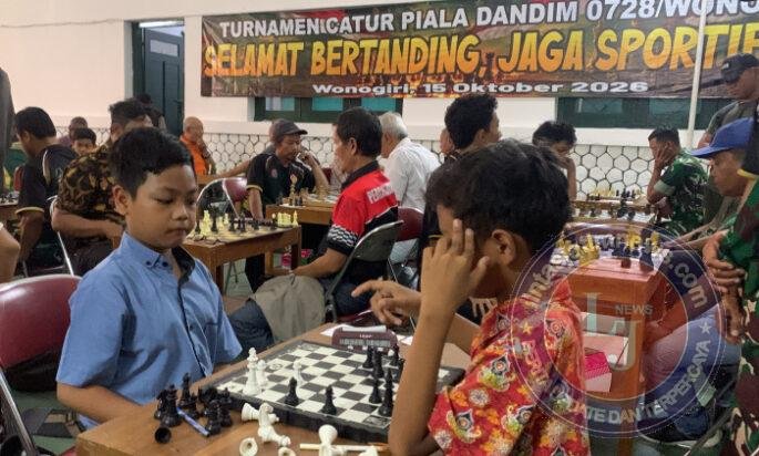 Turnamen Catur Piala Dandim 0728/Wonogiri, Diikuti Pelajar hingga Lansia