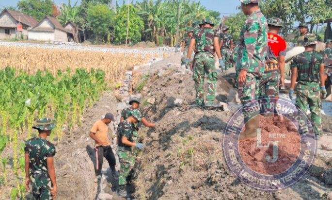 Satgas TMMD ke-130 Kodim Ngawi Maksimalkan Pembangunan Talud dan Pemasangan Stin
